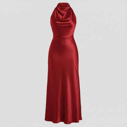 Halter Evening Dress | Elegant Midi Evening Gown for Women