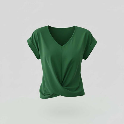 Women's V-Neck Twist Top | Casual Blouse for Summer
