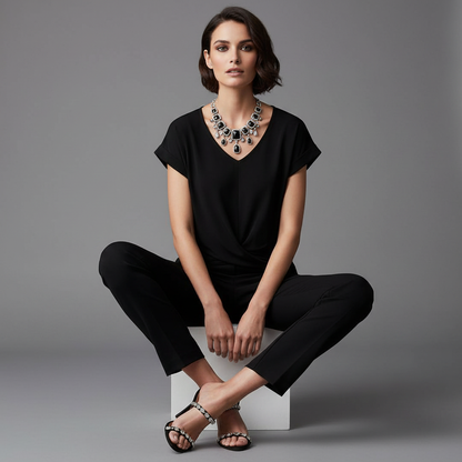 Women's V-Neck Twist Top | Casual Blouse for Summer