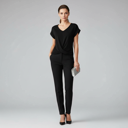 Women's V-Neck Twist Top | Casual Blouse for Summer